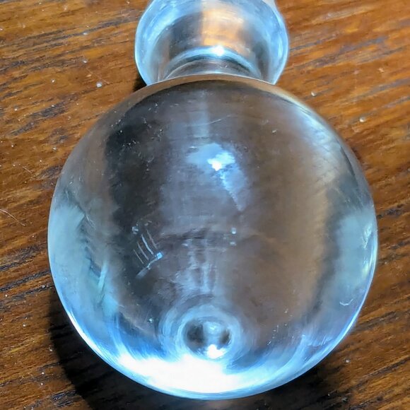 Vtg MCM Clear Glass OR Crystal Ball Top Decanter Stopper - 3.5" Long - Elegant! - Picture 3 of 7